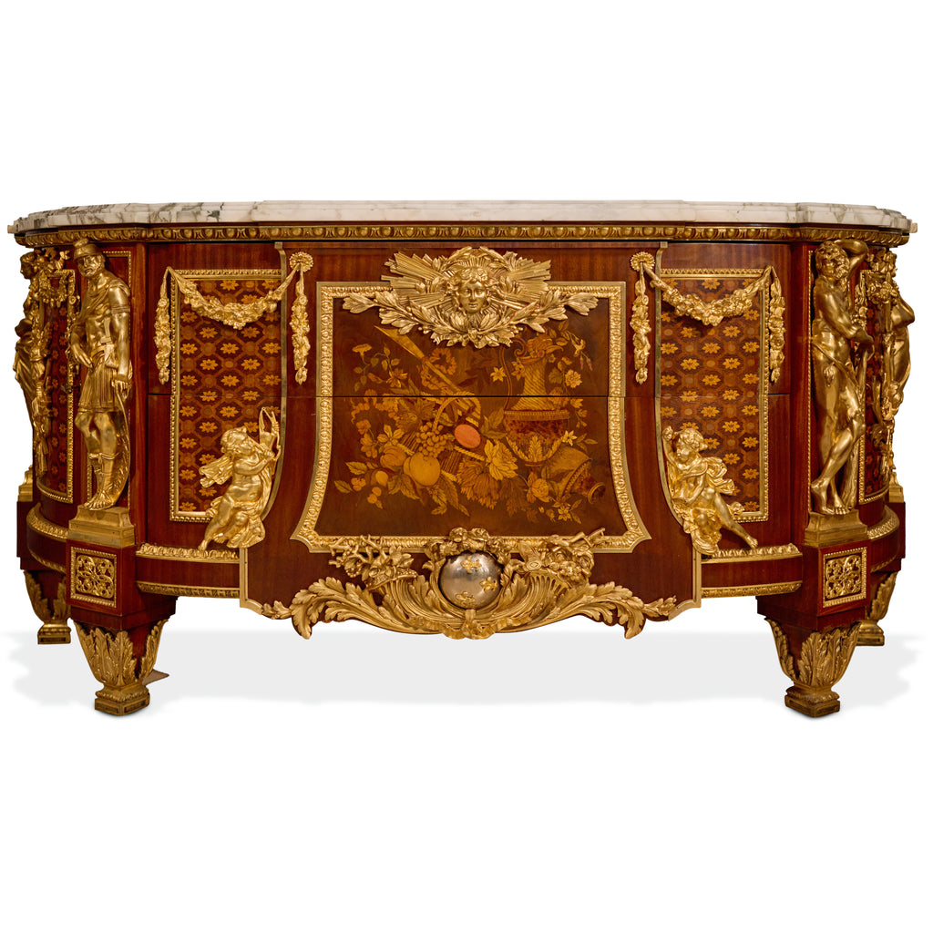 A 19th CENTURY FRENCH ORMOLU MOUNTED COMMODE AFTER JEAN-HENRI RIESENER