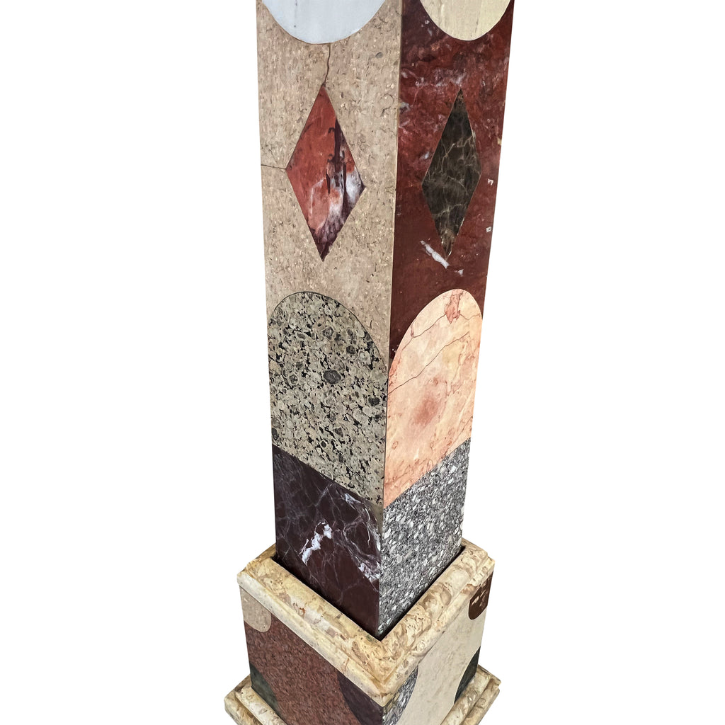 A Large Vintage Pair of Grand Tour Style Marble Inlaid Obelisks, 1970