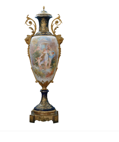 A PALATIAL FRENCH SEVRES STYLE PORCELAIN & ORMOLU MOUNTED VASE, 19TH CENTURY