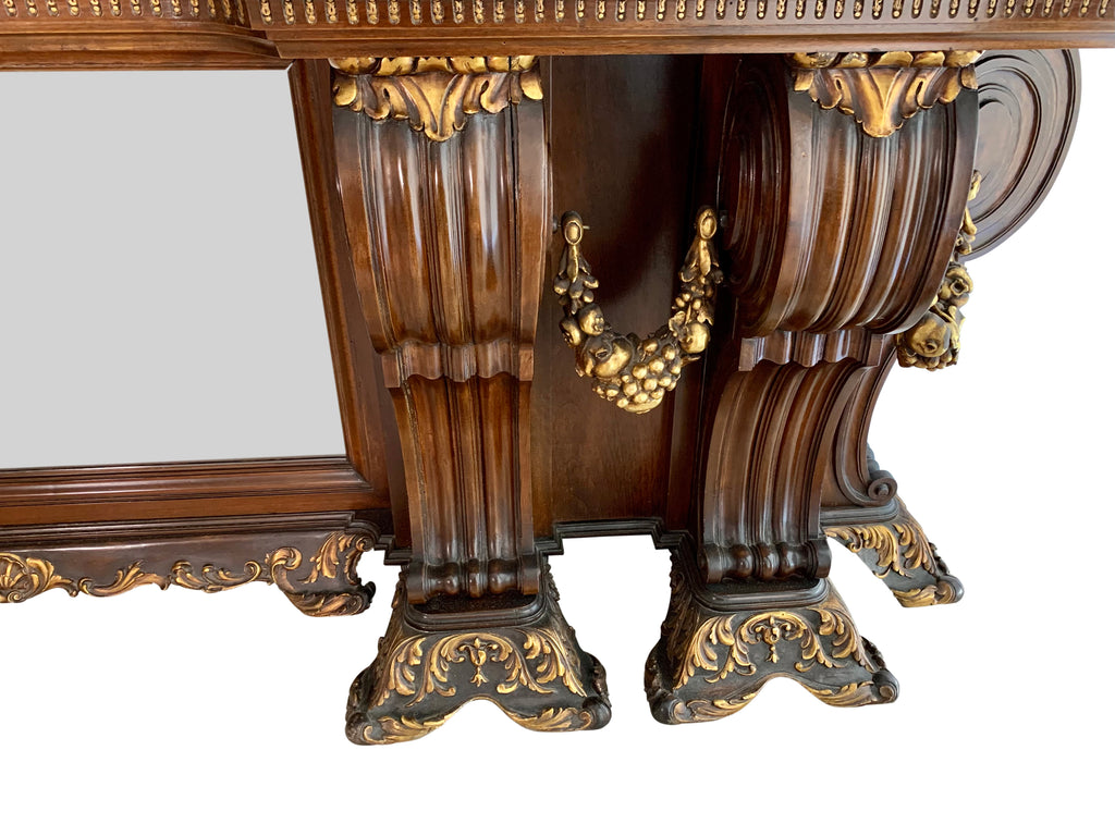 A LARGE VENETIAN STYLE ITALIAN CARVED WOOD & MARBLE CONSOLE TABLE