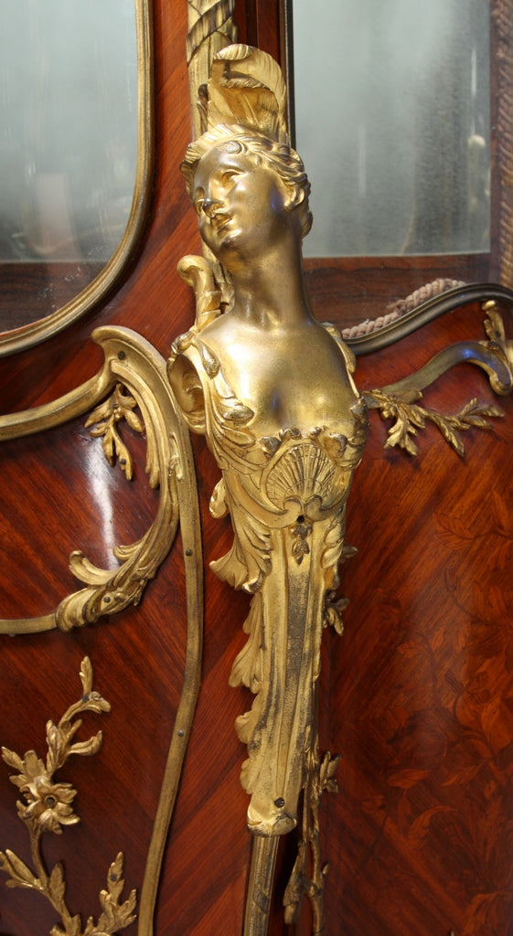 A VERY FINE FRENCH ORMOLU MOUNTED LOUIS XV STYLE DOUBLE-DOOR VITRINE ATTRIBUTED TO FRANCOIS LINKE