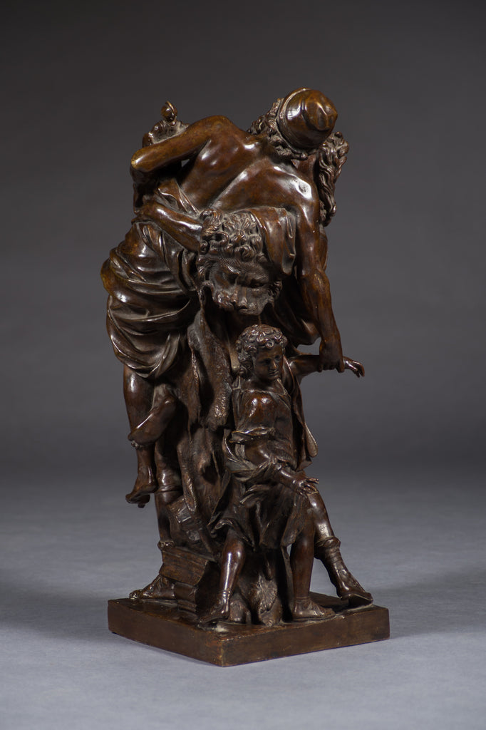 FRENCH PATINATED BRONZE GROUP OF AENEAS AND ANCHISES FLEEING TROY