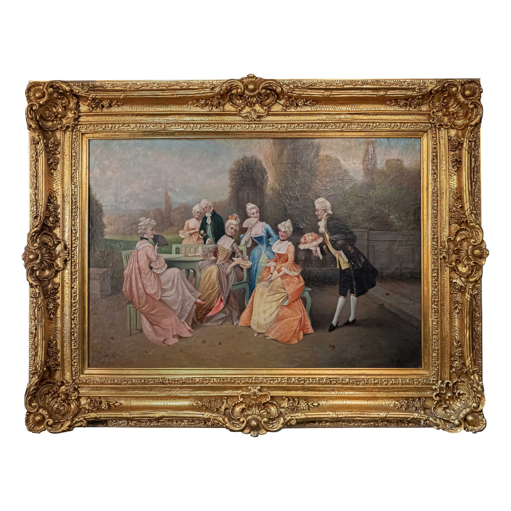 FRENCH ANTIQUE OIL ON CANVAS BY JULES GARSON