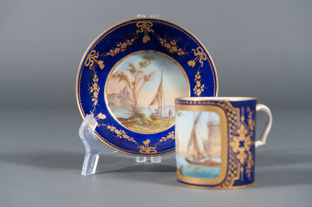 A Fine 19th Century Hand-painted Sevres Porcelain Cabinet Plate & Saucer