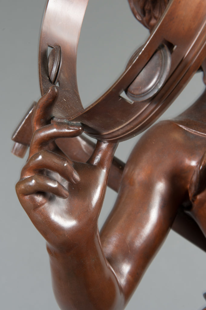 A LARGE FRENCH PATINATED BRONZE SCULPTURE DEPICTING 'MUSIC' BY JULES-FELIX COUTAN