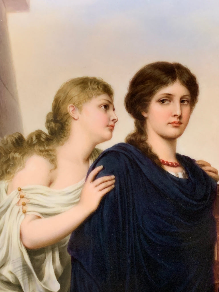 A RECTANGULAR FRAMED KPM PLAQUE OF TWO GREEK WOMEN