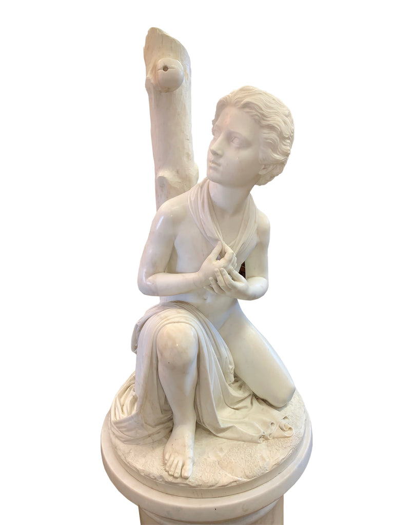 AN ITALIAN MARBLE FIGURE OF THE 'SONOF WILLIAM TELL' BY PASQUALE ROMANELLI