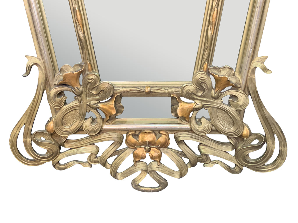 French Art Nouveau carved giltwood Mirror