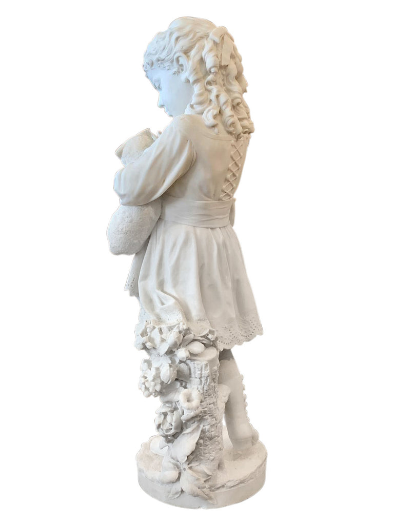 AMERICAN CARRARA MARBLE SCULPTURE BY EDWARD RUSSEL THAXTER TITLED 'REPROOF'