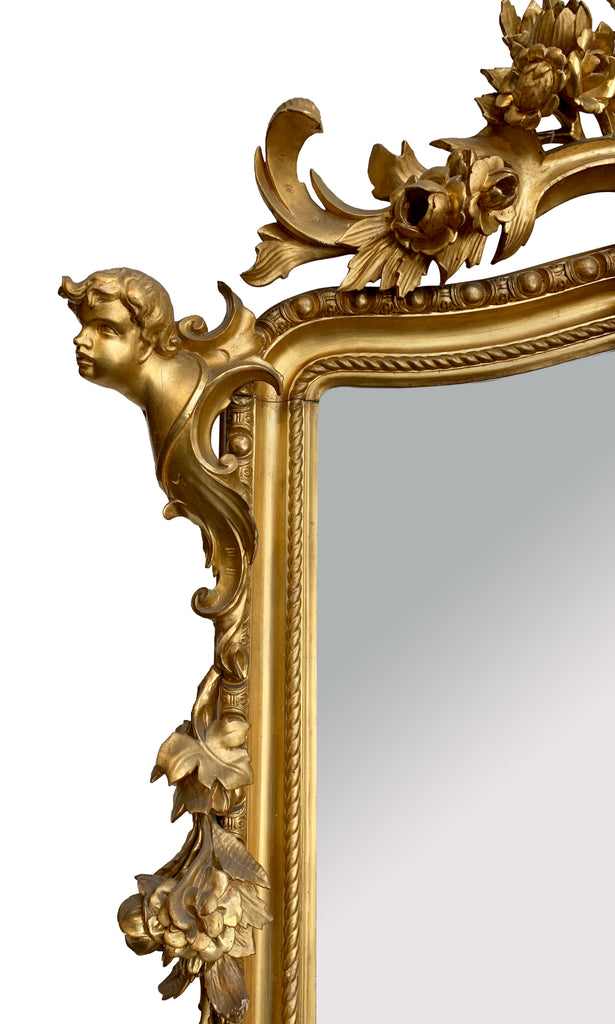 A LARGE ITALIAN ROCOCO STYLE CARVED GILT-WOOD & MARBLE MIRROR AND CONSOLE