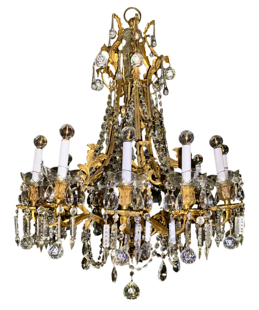 19th century French ormolu and crystal Marie Antoinette chandelier