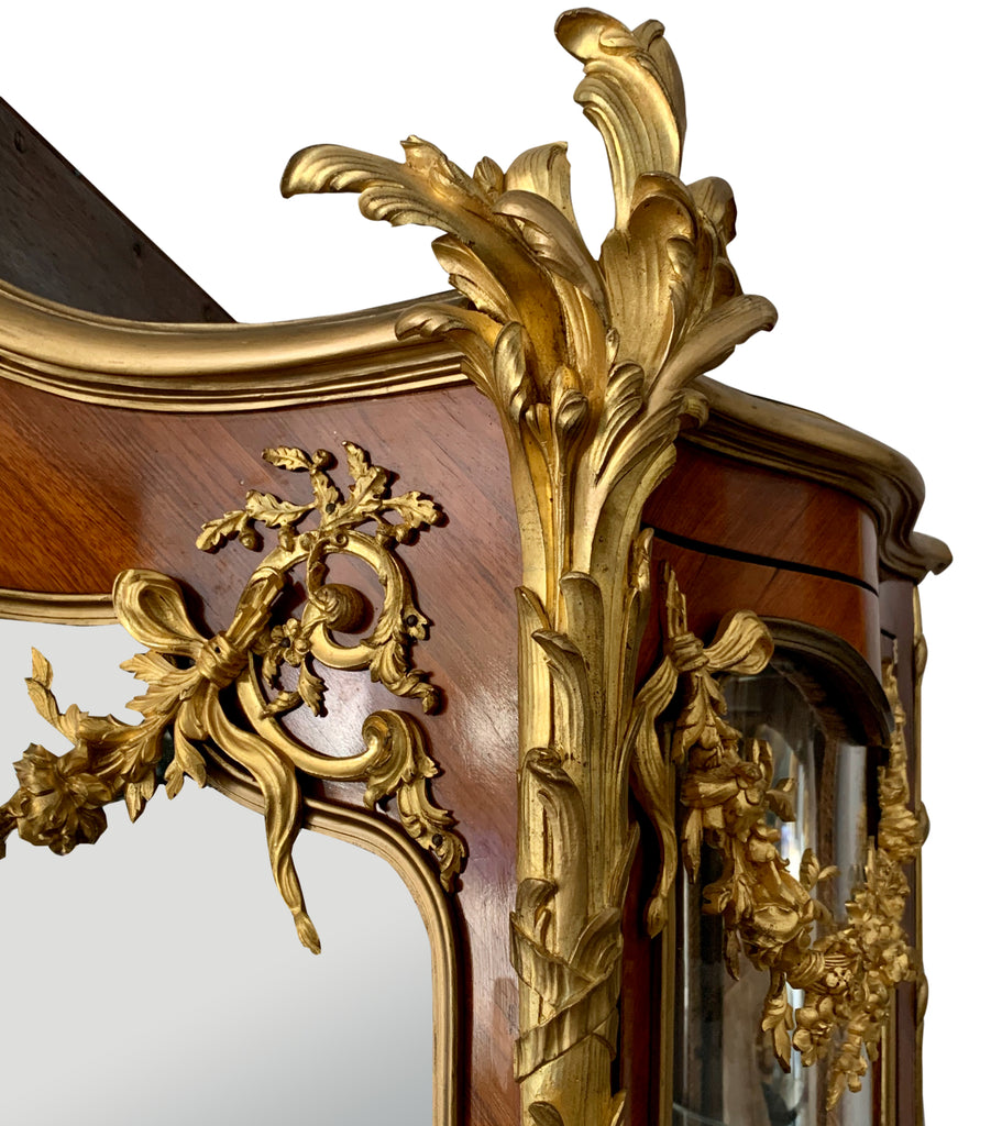A VERY FINE FRENCH ORMOLU MOUNTED LOUIS XV STYLE DOUBLE-DOOR VITRINE ATTRIBUTED TO FRANCOIS LINKE
