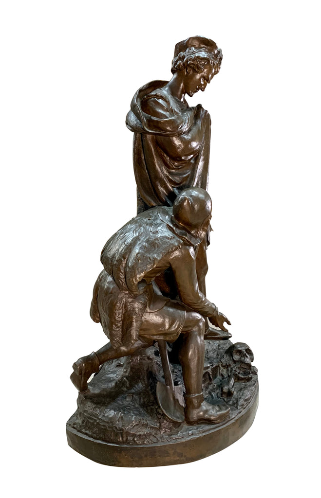 A MONUMENTAL FRENCH BRONZE SCULPTURE OF PRINCE HAMLET AND THE GRAVEDIGGER, 19TH CENTURY