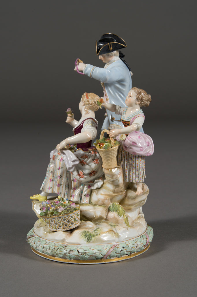 Antique Meissen Porcelain Figural Group Depicting Flower Pickers